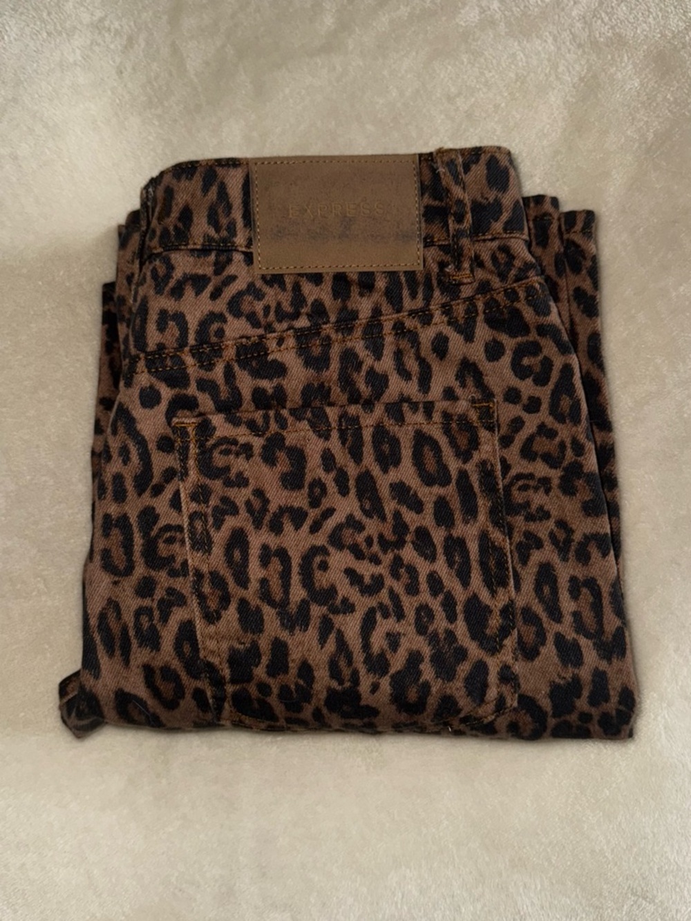 EXPRESS leopard wide leg denim jeans
